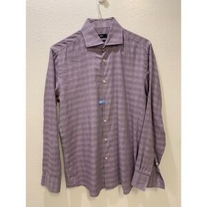 Boss Shirt Mens 41/ 16 Slim Fit Purple Plaid Business Shirt